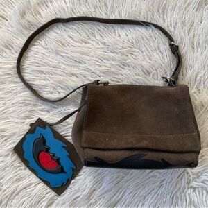 3.1 Phillip Lim Ames Leather Paneled Green Suede Shoulder Crossbody Pouch Bag